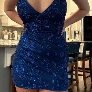 Blue sequin homecoming dress